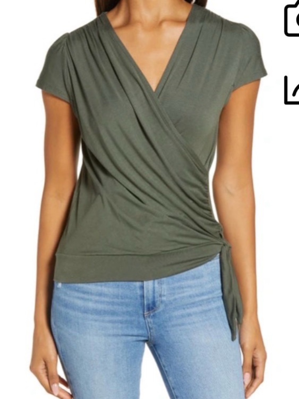 Loveappella Wrap Tank Top in Olive